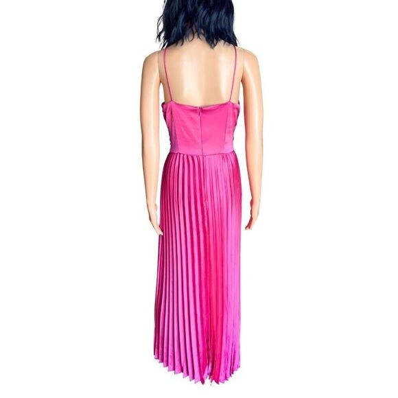 NWT Julia Jordan Pink Sunburst Pleated Satin Maxi Dress *Flawed Gem* - Picture 6 of 8